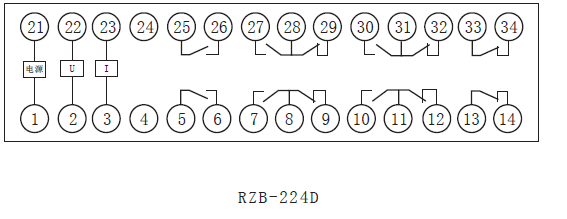 RZB-D係列中（zhōng）間繼電器內部接線圖