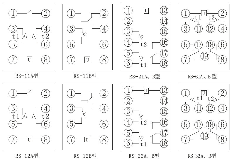 RS係列時間繼電器內部（bù）接線圖