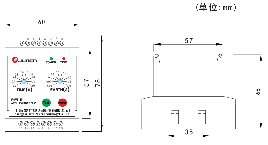 漏電繼電器外（wài）形（xíng）及開孔尺寸