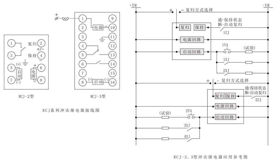 RCJ係列（liè）衝擊繼電器內部接（jiē）線圖及典型工作圖