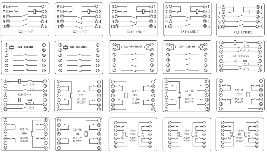 XZJ-1-1H3D/DC220V內部接線圖（tú）