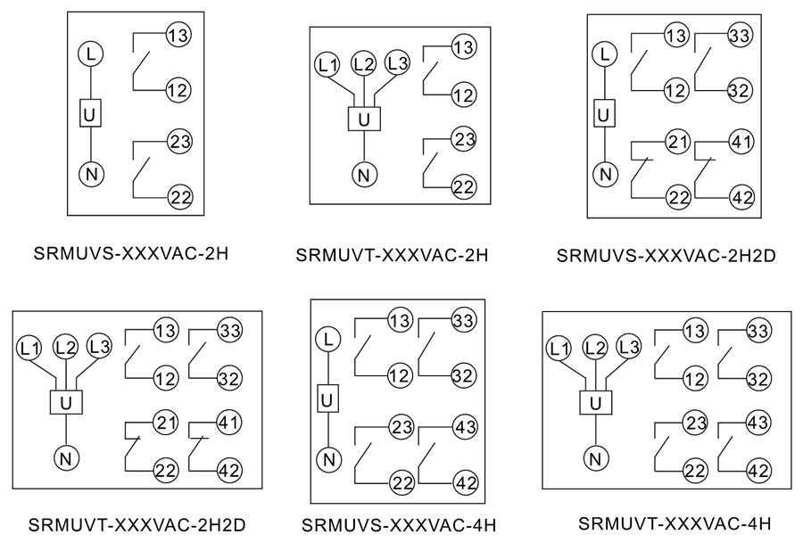 SRMUVS-110VAC-2H2D內部（bù）接線（xiàn）圖