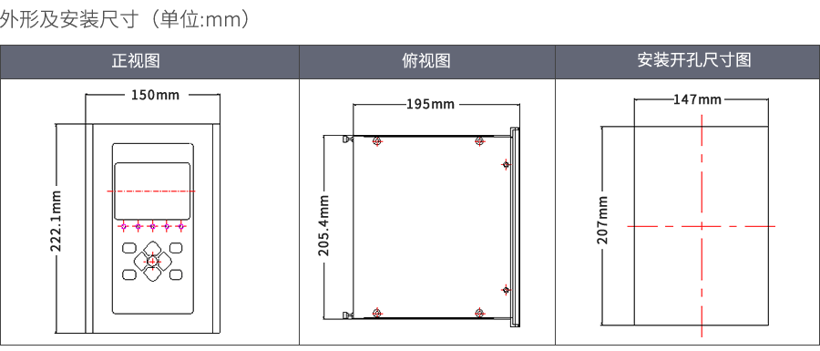 RHS9567頻率電壓（yā）緊急控製裝置外形及安（ān）裝尺寸