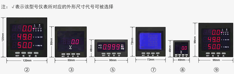 電力儀表（biǎo）殼體外形代號對應圖